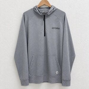 doTERRA Mens XL Gray Heathered Quarter Zip Hoodie Pullover Athletic Sweatshirt